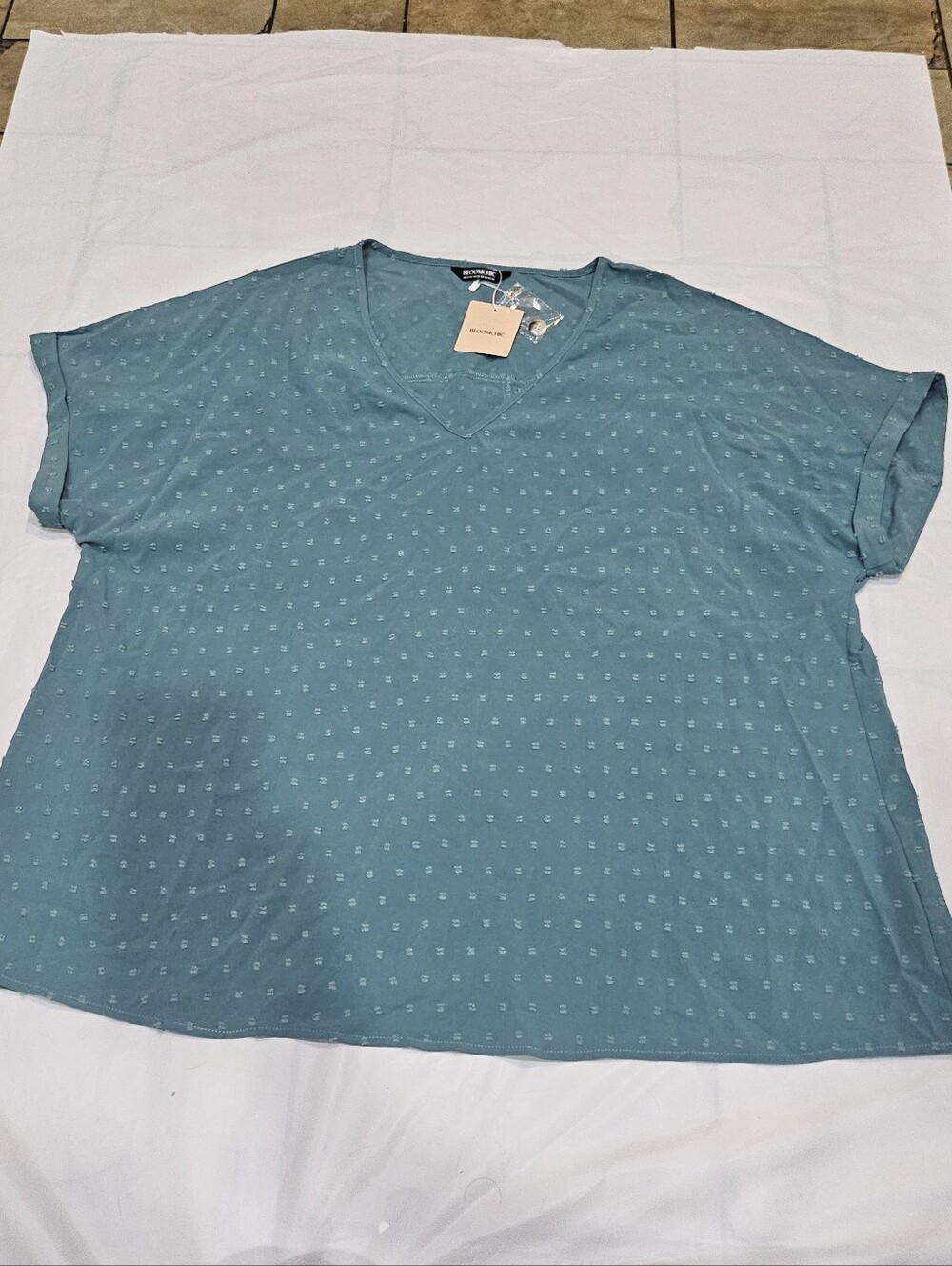 NwT BloomChic Teal V-Neck Short Sleeve Top. Sz 22/24